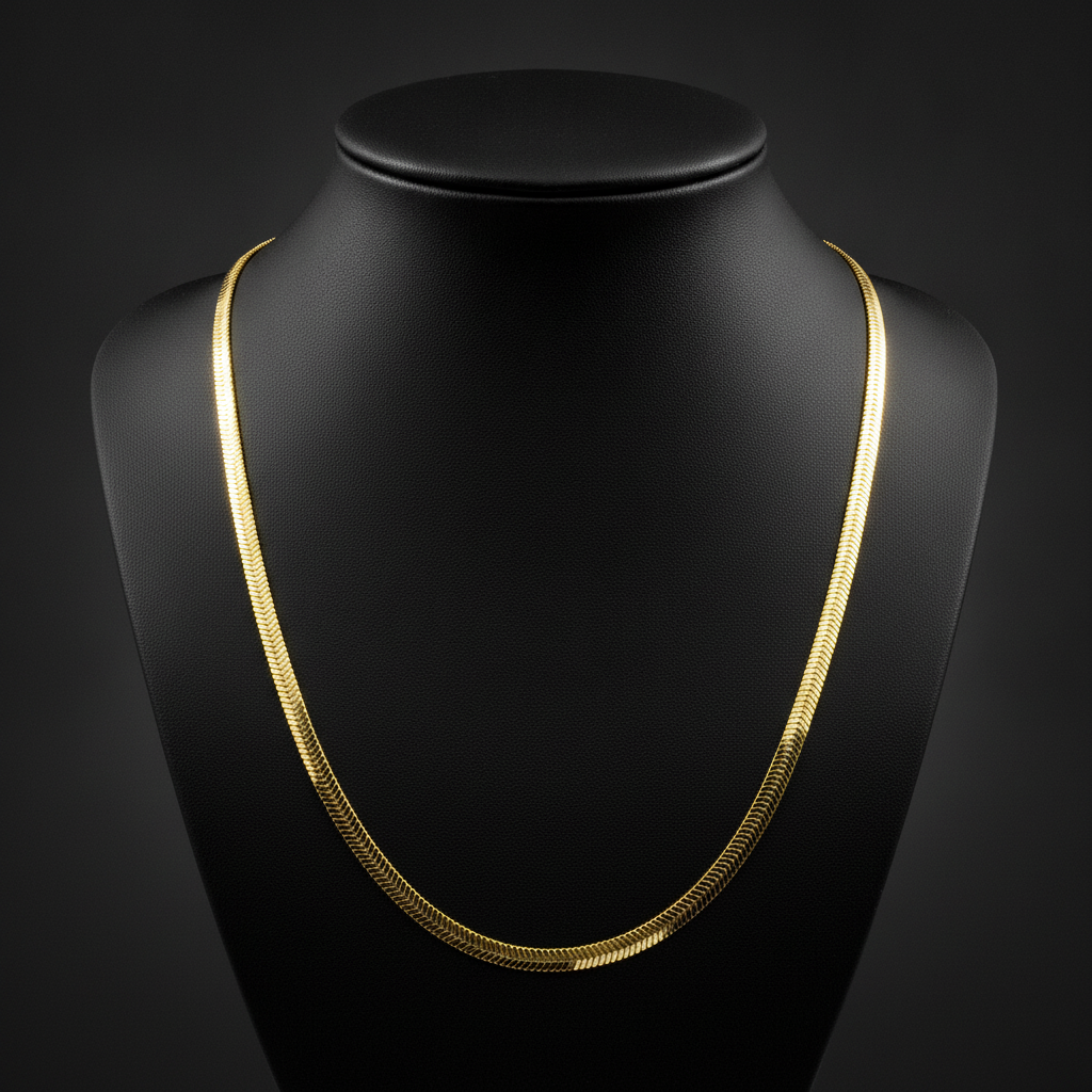 330CCTDBRA8. 14K Solid Gold Flat Snake Necklace