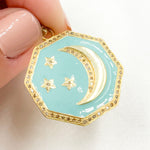 Load image into Gallery viewer, DP749A. Moon &amp; Stars Enamel Pendant
