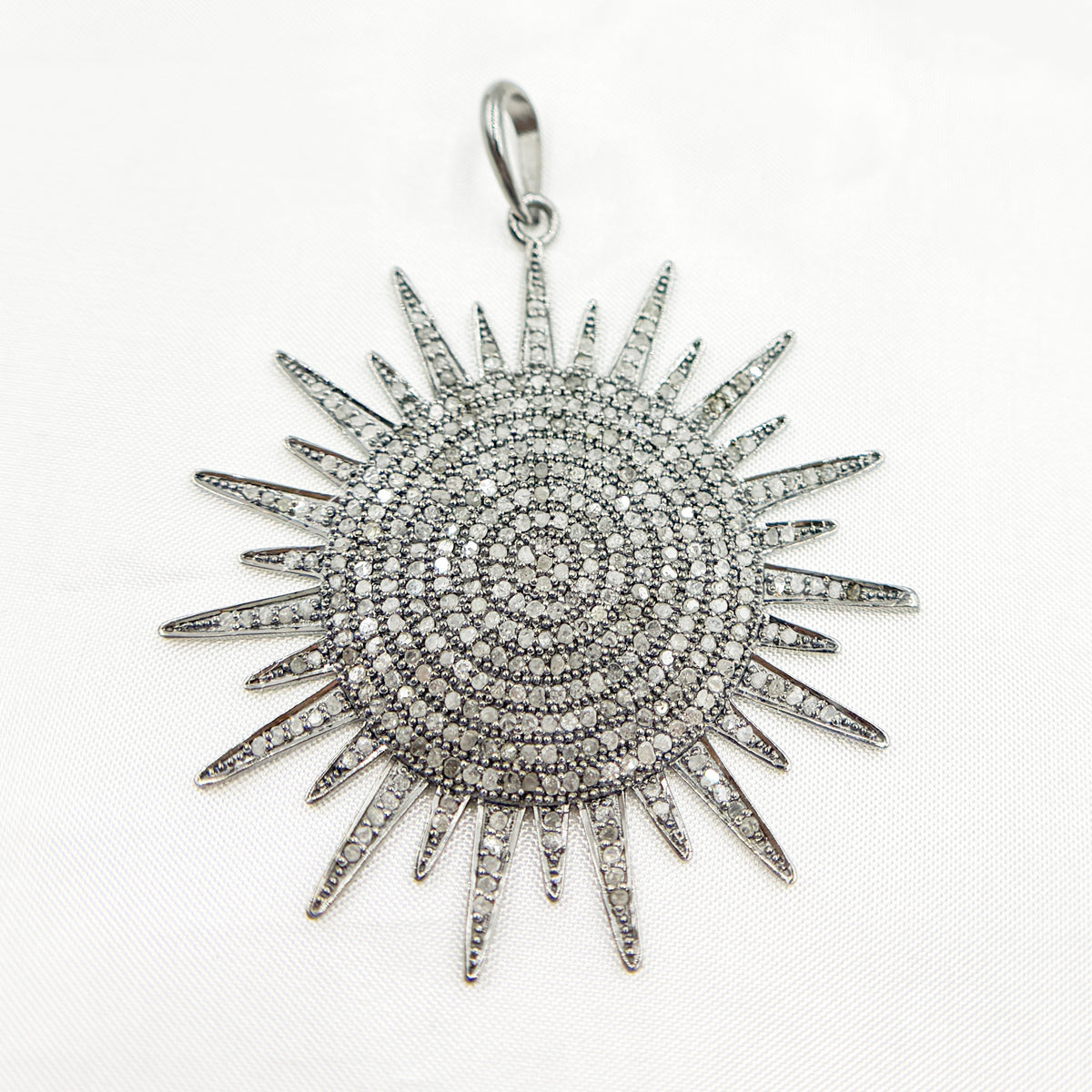 DP063. Diamond Sterling Silver Sun Pendant