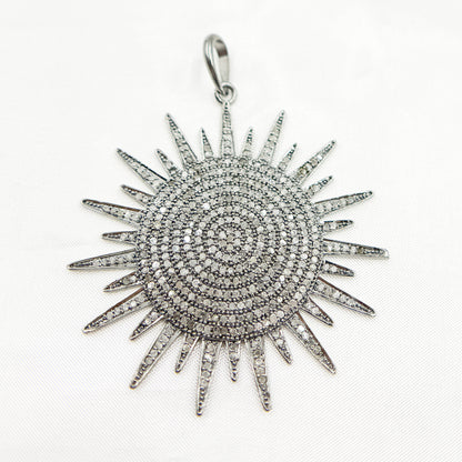 DP063. Diamond Sterling Silver Sun Pendant