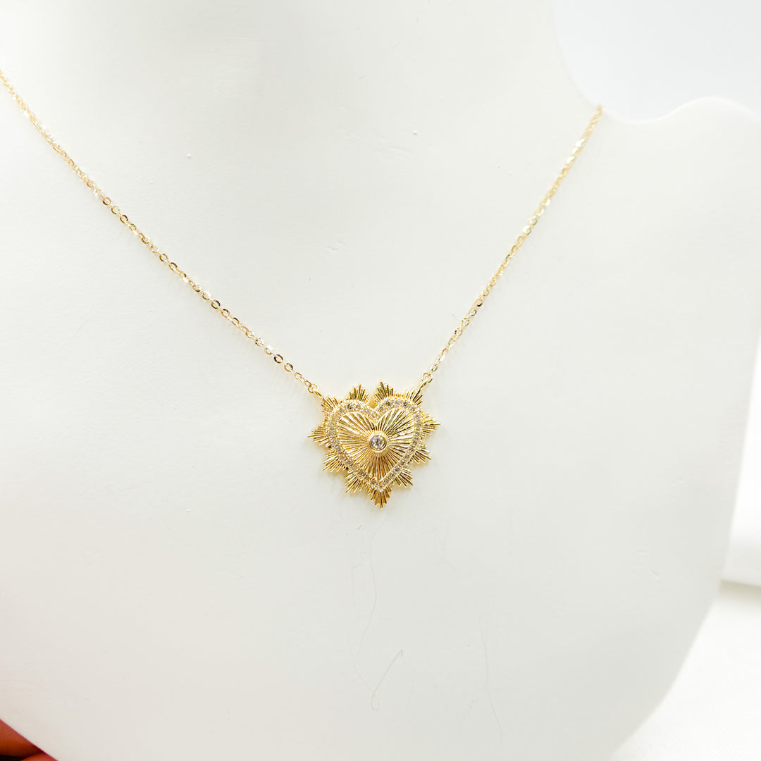 14K Solid Gold Diamond Heart Necklace. NFC71495