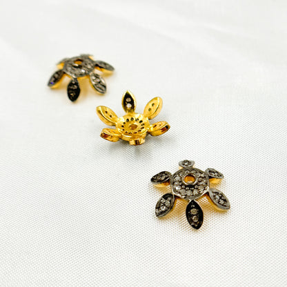 DC759. Diamond & Sterling Silver Flower Bead Cap