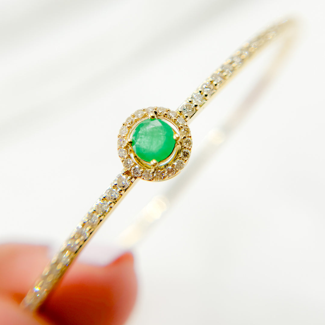 14K Solid Gold Diamond and Gemstone Bangle. CB96497EM