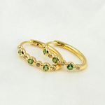 Load image into Gallery viewer, 14k Solid Gold Diamond and Emerald Oval Hoop.  EHA56738EM
