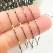 Sterling Silver Satellite Gold Plated and Black Rhodium Two Tone Bar Chain