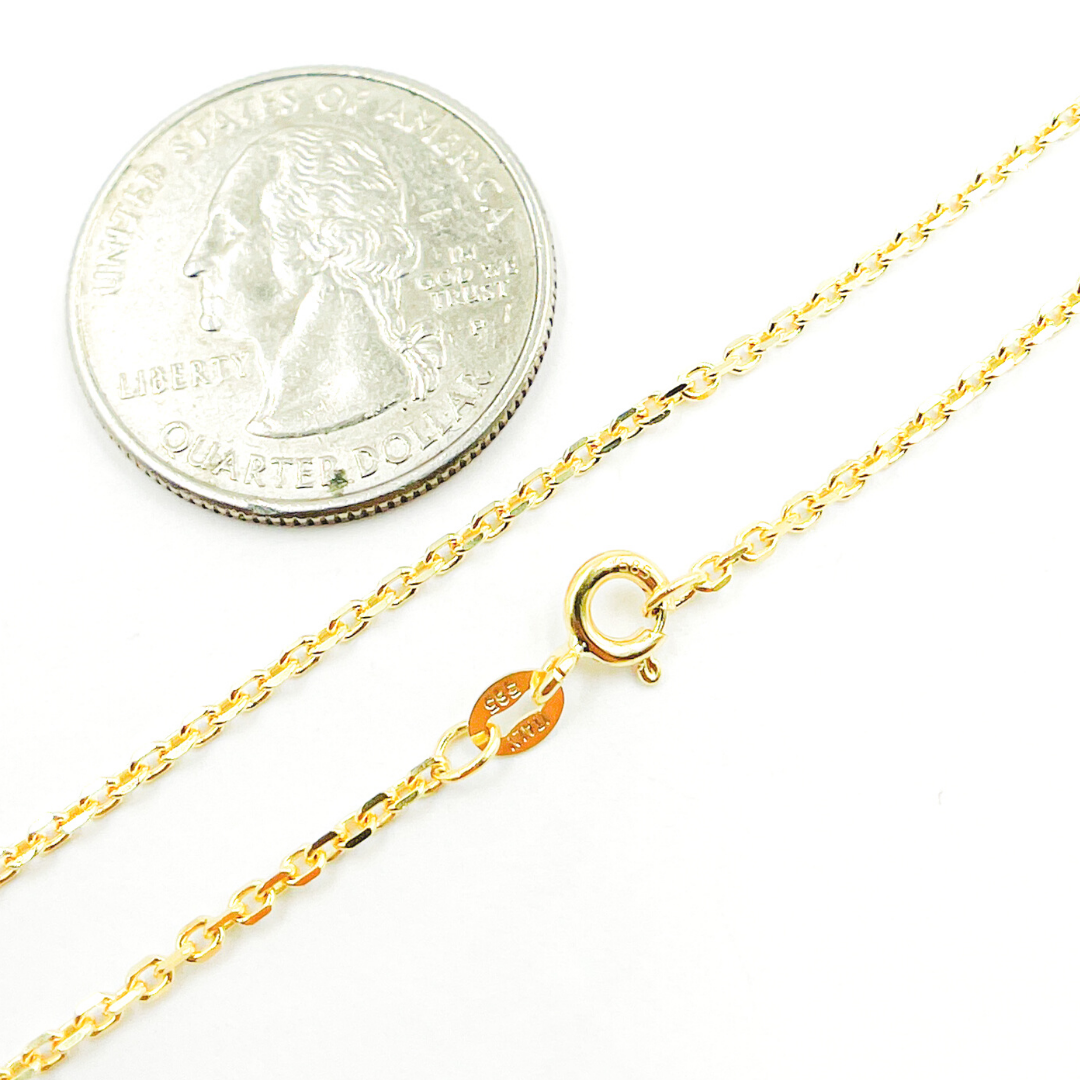 14K Gold Diamond Cut Cable Link Chain