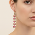 Load image into Gallery viewer, GDT501RB. 14k Solid Gold Diamond and Ruby Dangle Earrings