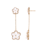 Load image into Gallery viewer, EFL53062PL. 14K Solid Gold Diamond Mother of Pearl Flower Dangle Earrings
