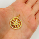 Load image into Gallery viewer, 14K Solid Gold with Diamonds Circle Charm with Sun in the Center. GDP214
