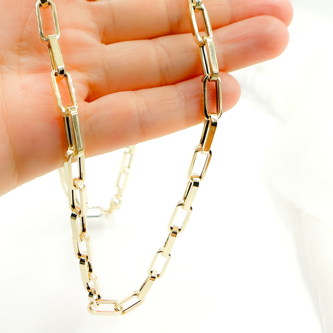 14K23. 14K Solid Gold Flat Box Link Chain