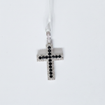 Load image into Gallery viewer, PFC44469BS. 14K Solid Gold Cross Diamond and Blue Sapphire Charm