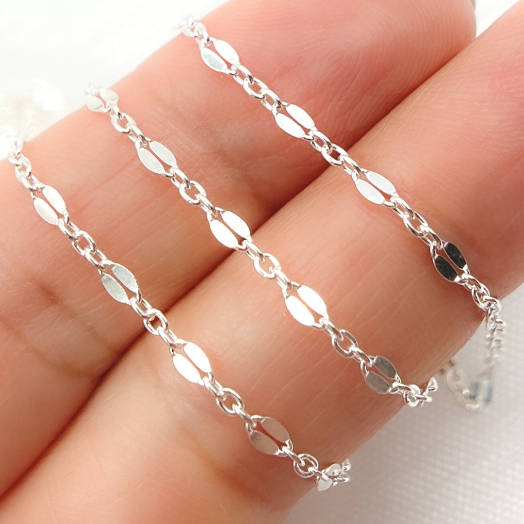 1097SS. 925 Sterling Silver Fancy Link Chain