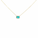 Load image into Gallery viewer, NT410755. 14K Solid Gold Rectangular Turquoise Fancy Tiny Necklace