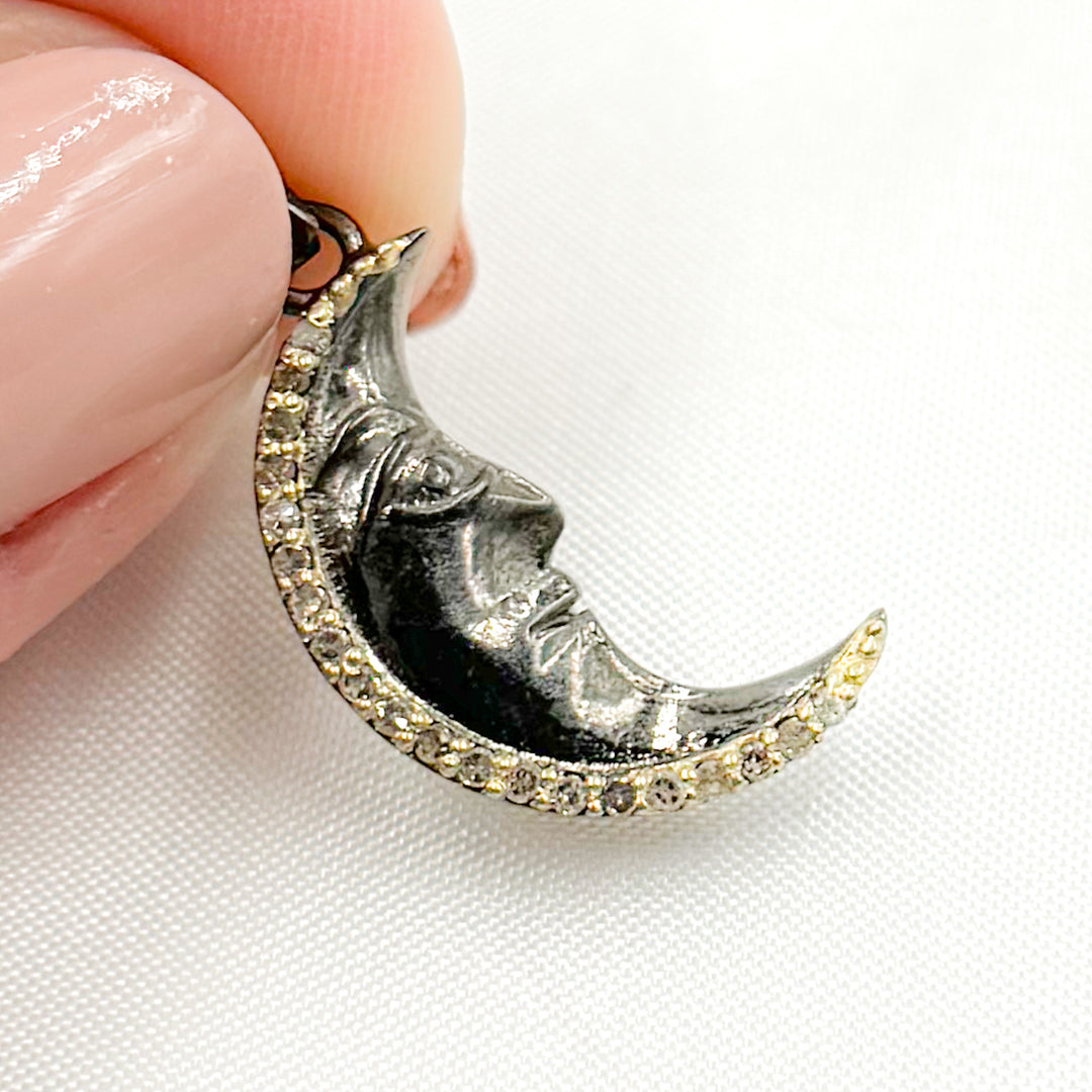 DP701. Diamond Sterling Silver Moon Pendant