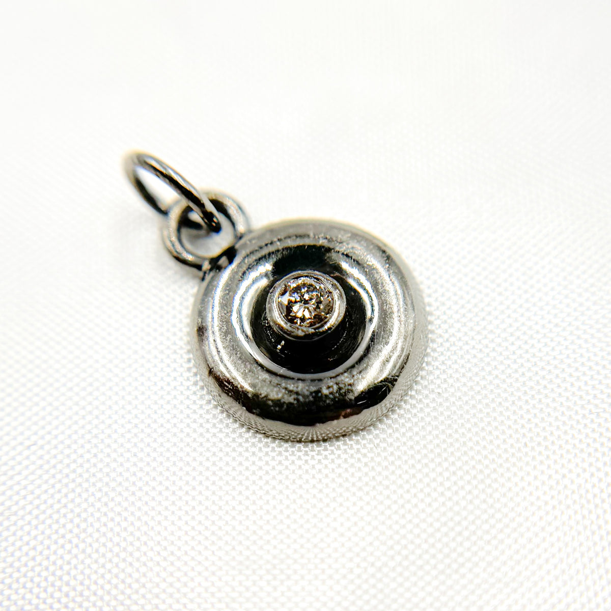 Diamond Silver Round Charm
