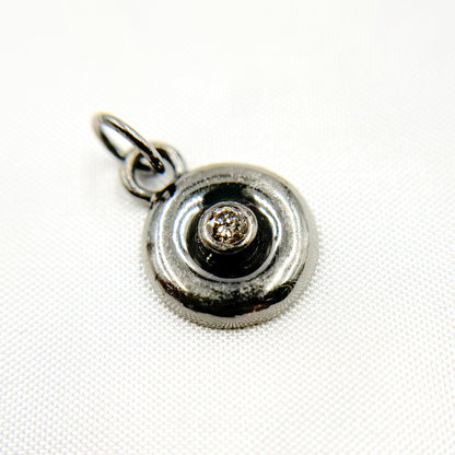 Diamond Silver Round Charm
