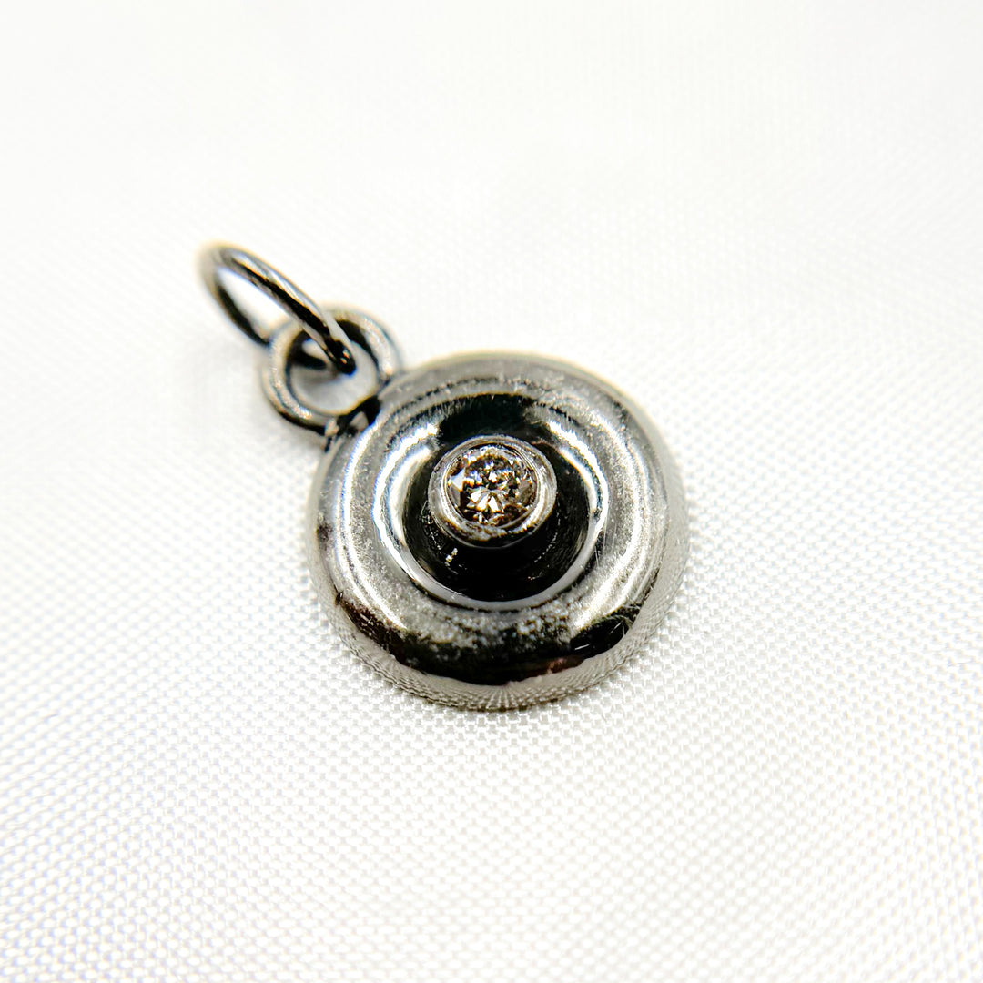 DC113. Diamond Sterling Silver Round Charm