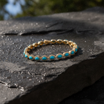 Load image into Gallery viewer, CB97404TQ6X4. 14K Solid Gold Diamond and Turquoise Oval Bracelet