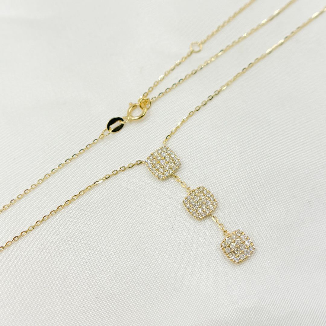 14k Solid Gold Diamond Triple Square Necklace. NT400245