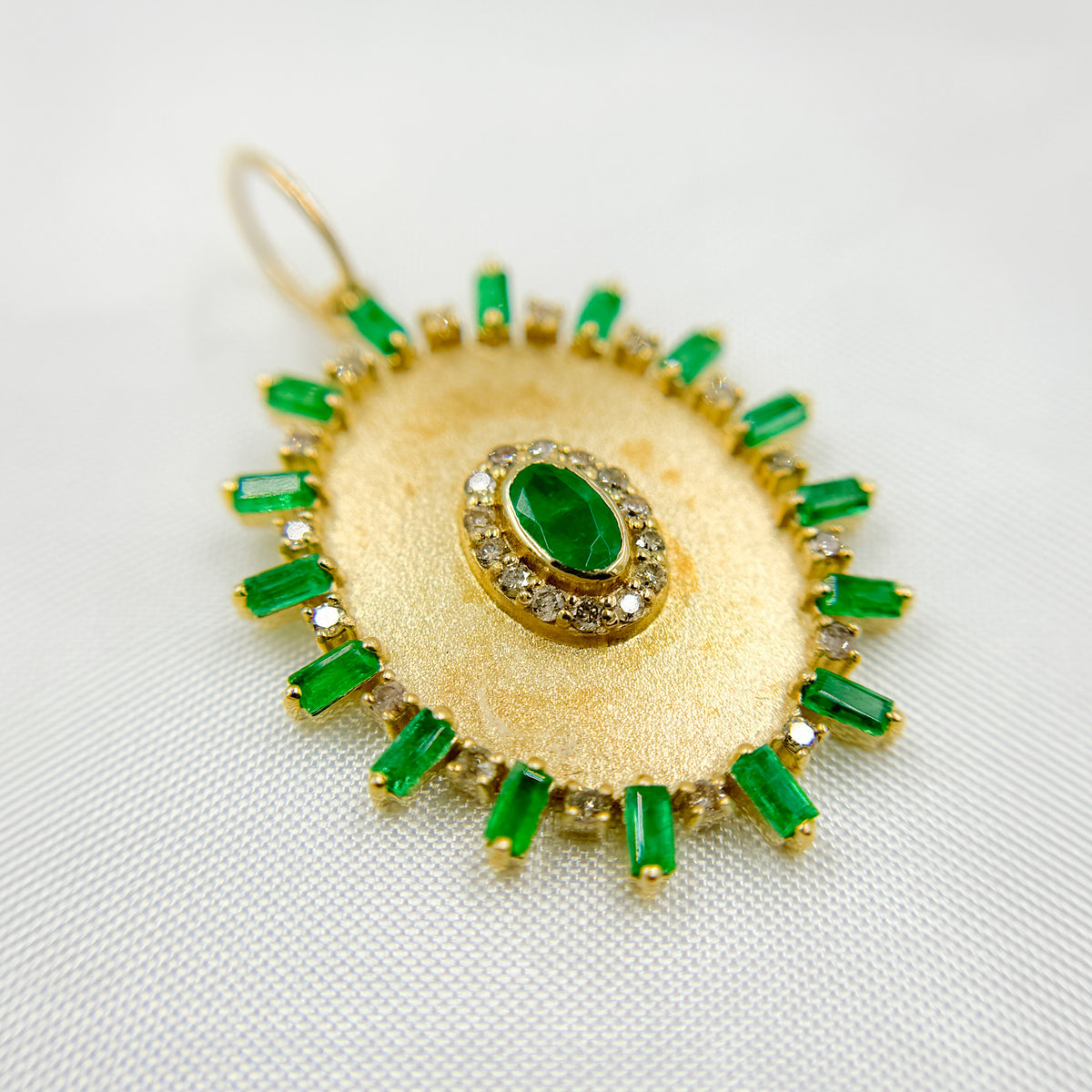 GDP565. 14K Solid Gold Diamond and Gemstone Oval Charm
