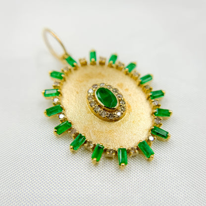GDP565. 14K Solid Gold Diamond and Gemstone Oval Charm