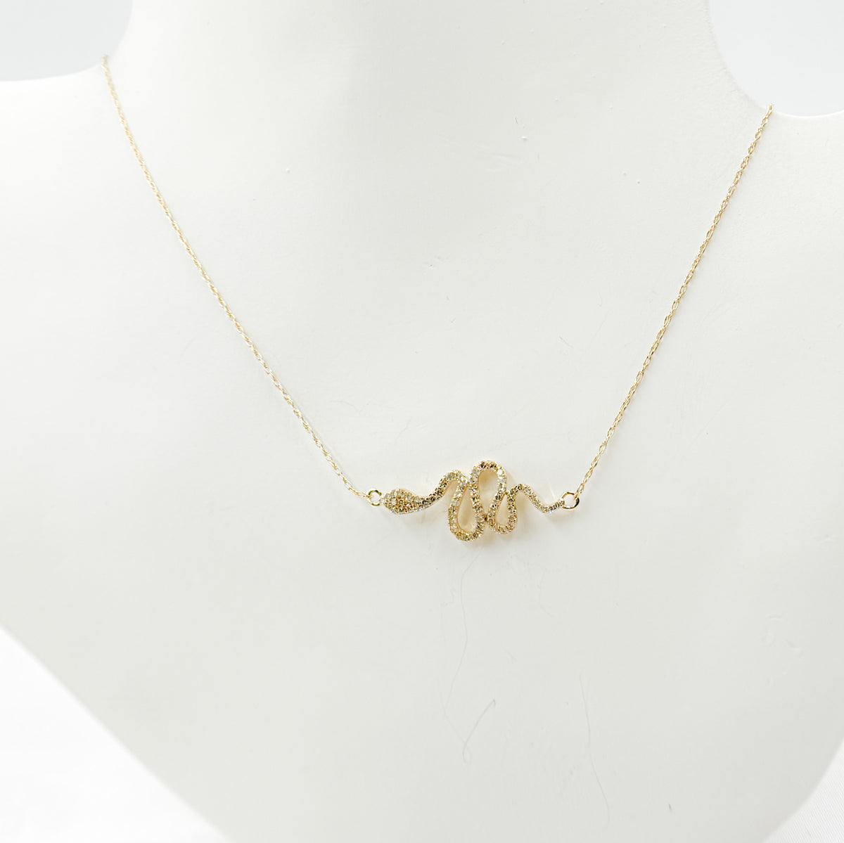NFE71043. 14k Solid Gold Diamond Snake Necklace