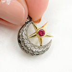 Load image into Gallery viewer, DP737. Diamond Sterling Silver Moon &amp; Star Pendant
