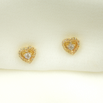 Load image into Gallery viewer, 14K Gold and Diamonds Heart Earrings. EFC51817
