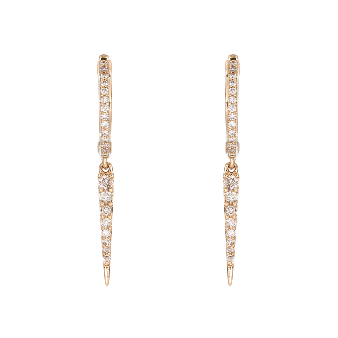 14K Solid Gold and Diamonds Dangle Earrings. DER00164