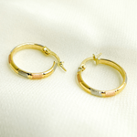 Load image into Gallery viewer, GER50. 14K Solid Tri-Tone Gold Earrings Circle Shape Hoop
