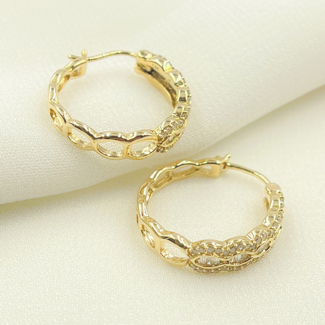 14k Solid Gold & Diamonds Hoops Earrings. EHH56761