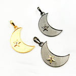Load image into Gallery viewer, DP733. Diamond Sterling Silver Moon Pendant
