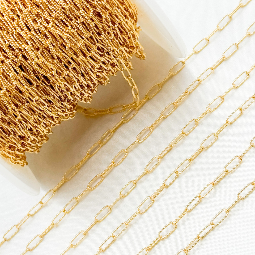 2505LGF. 14k Gold Filled Hammered Paperclip Chain