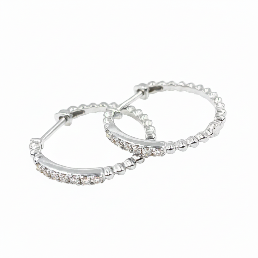 EHC56711. 14K Solid Gold Diamond Hoop Earrings