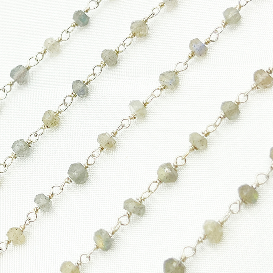 LAB105. Labradorite 925 Sterling Silver Wire Chain