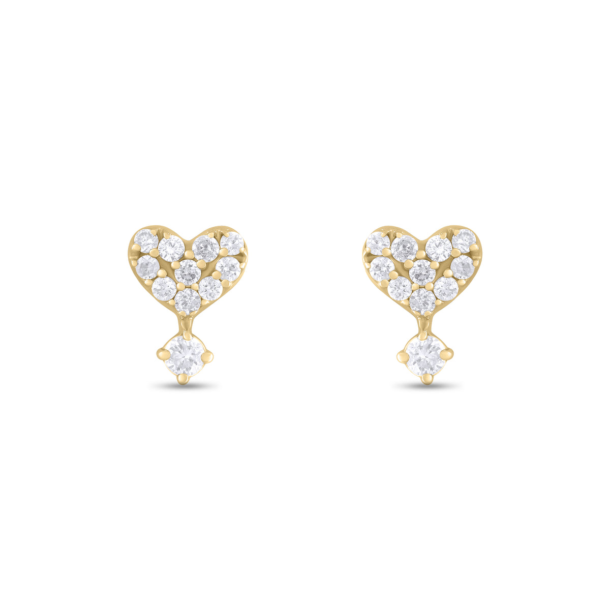 ER421146. 14K Solid Gold Diamond Heart Studs