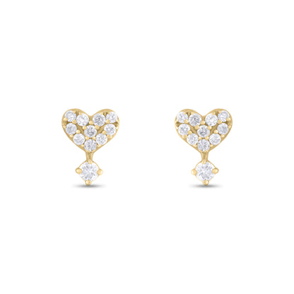 ER421146. 14K Solid Gold Diamond Heart Studs