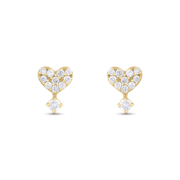 ER421146. 14K Solid Gold Diamond Heart Studs