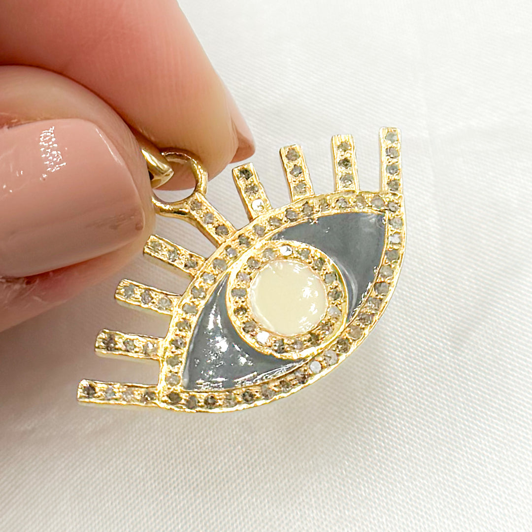 DP567A. Diamond Sterling Silver Eye Enamel Pendant