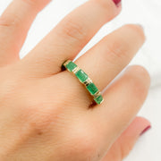 14K Solid Yellow Gold Emerald Baguette Ring