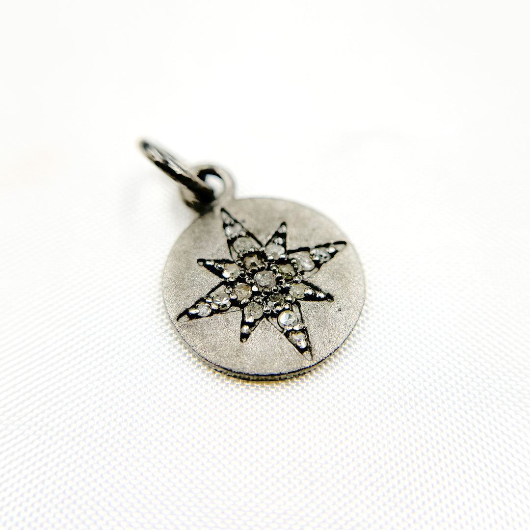 DC367. Diamond Sterling Silver Round Star Charm