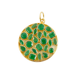 Load image into Gallery viewer, 14K Solid Gold Circle Shape Emerald Charm. CGDP36
