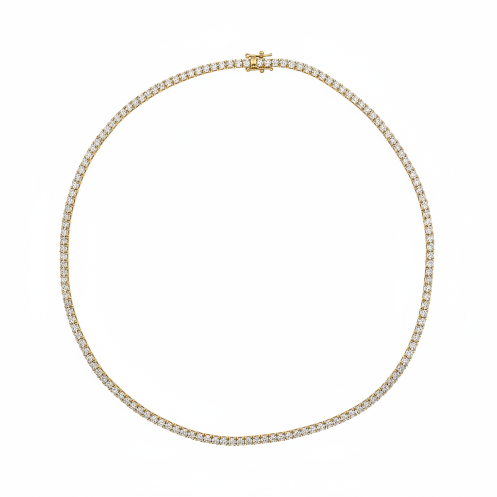 NFP71363. 14K Solid Gold Diamond Tennis Necklace
