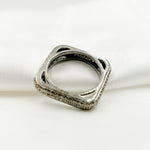 Load image into Gallery viewer, DE026. Diamond Black Rhodium Sterling Silver Square Ring
