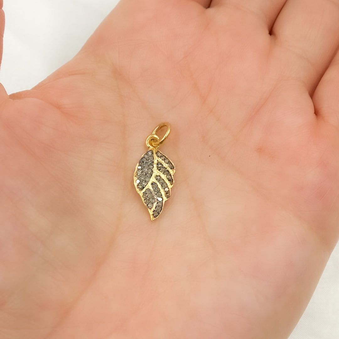 DC444. Diamond Sterling Silver Leaf Charm