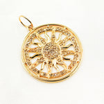 Load image into Gallery viewer, GDP317. 14K Solid Gold Diamond Round Sun Charm
