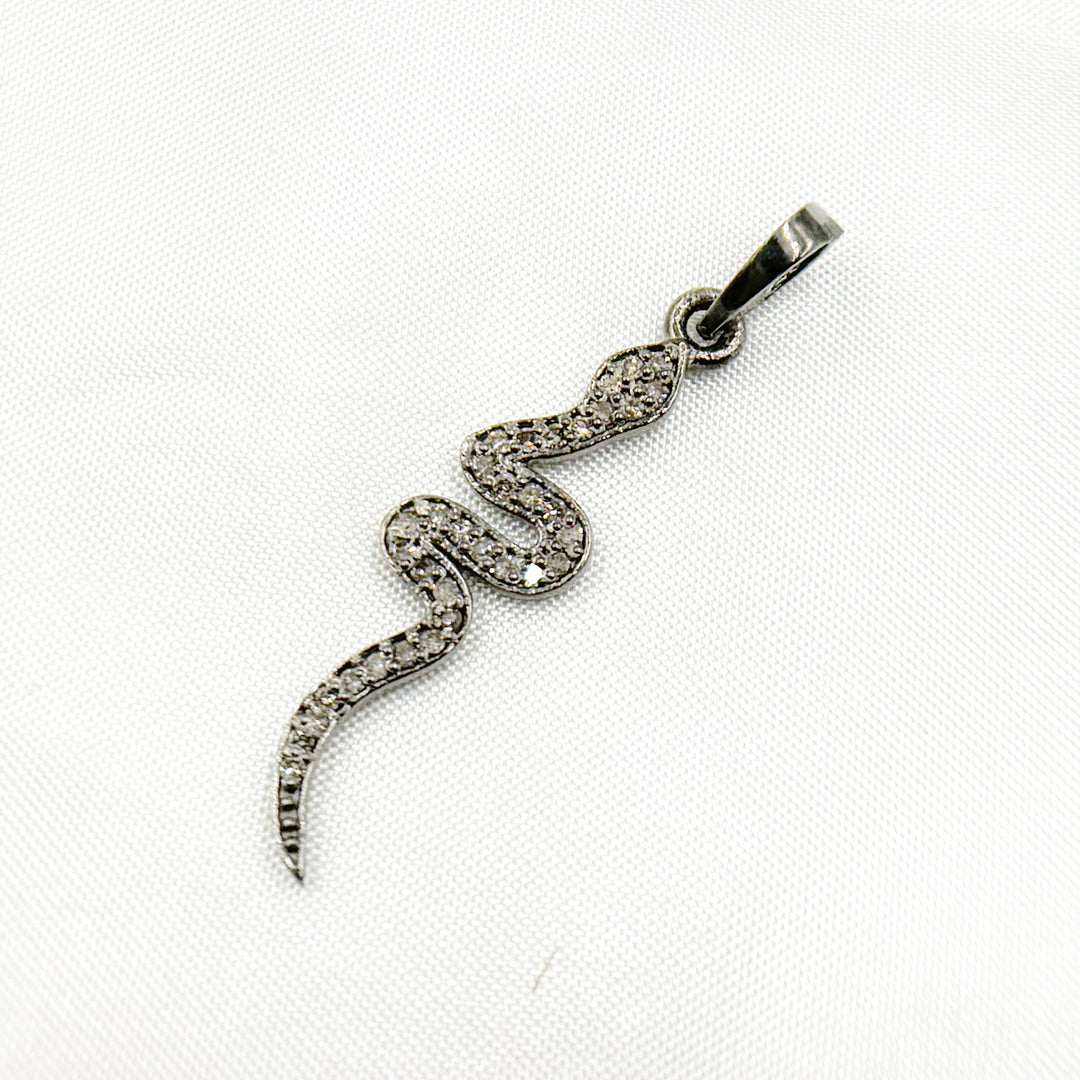 DP356. Diamond Sterling Silver Snake Pendant