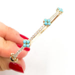 Load image into Gallery viewer, BNH68565TQ. 14K Solid Gold Diamond and Turquoise Flower Bangle