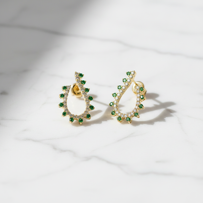 ER417883. 14k Solid Gold Diamond and Gemstone Fancy Earrings