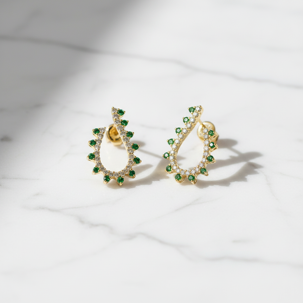 ER417883. 14k Solid Gold Diamond and Gemstone Fancy Earrings